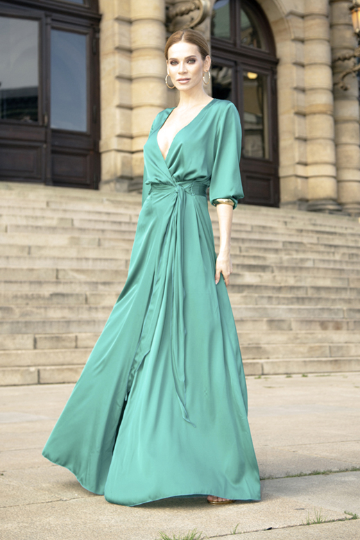 Alessia - zelené | Dlouhé dámské zelené elegantní společenské šaty