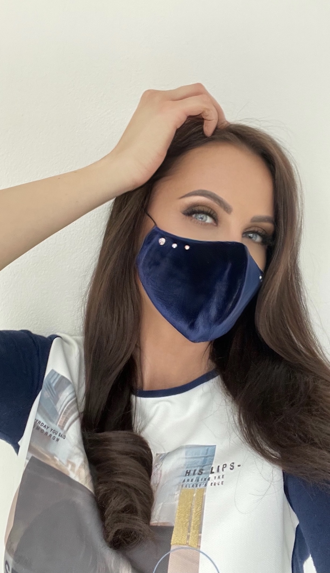 Fashion mask - Sofia velvet royal blue
